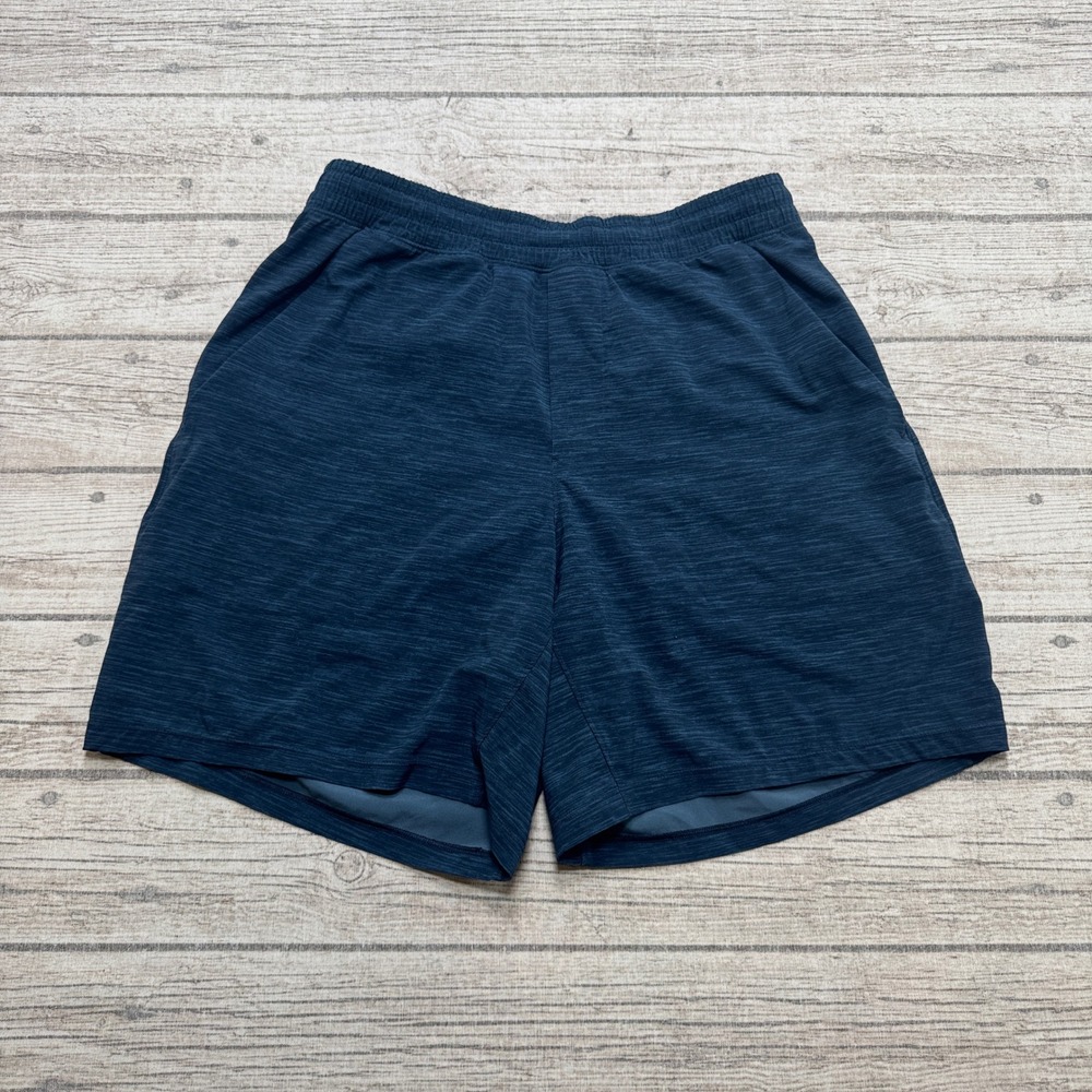 Lululemon Athletic Shorts Men's Small Blue Heathered Space Dye Lined Gym Running